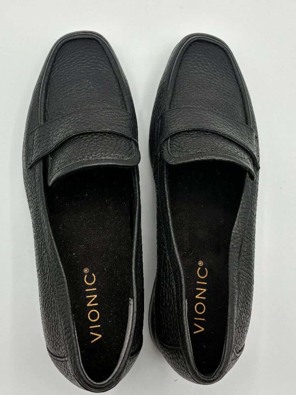 Vionic Shoes Black Pebbled Leather Sellah Loafers Slip On Flats - Picture 2 of 15